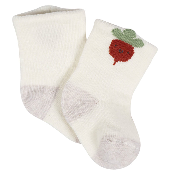 8-Pack Baby Neutral Happy Veggies Jersey Wiggle Proof® Socks