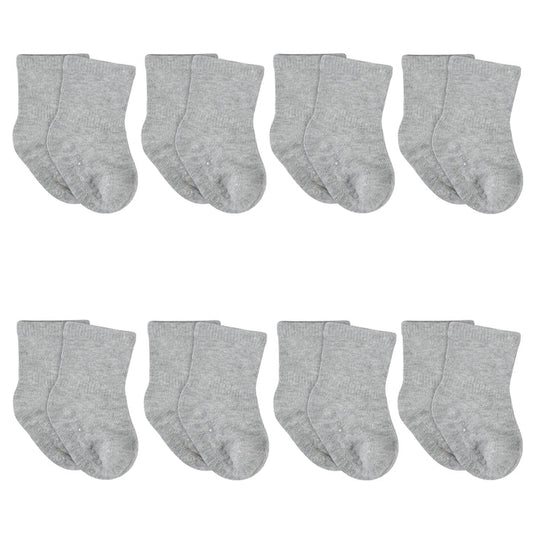 8-Pack Baby & Toddler Gray Heather Wiggle-Proof™ Jersey Crew Socks-Gerber Childrenswear