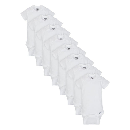 8-Pack White Short Sleeve Onesies® Bodysuits