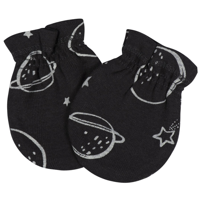 8-Piece Baby Boys Space No Scratch Mittens & Caps Set
