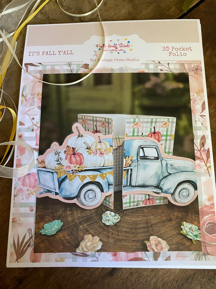 Fall Y'all Folio Pocket Card - Paper Craft Socials - Online Tutorial & Kit