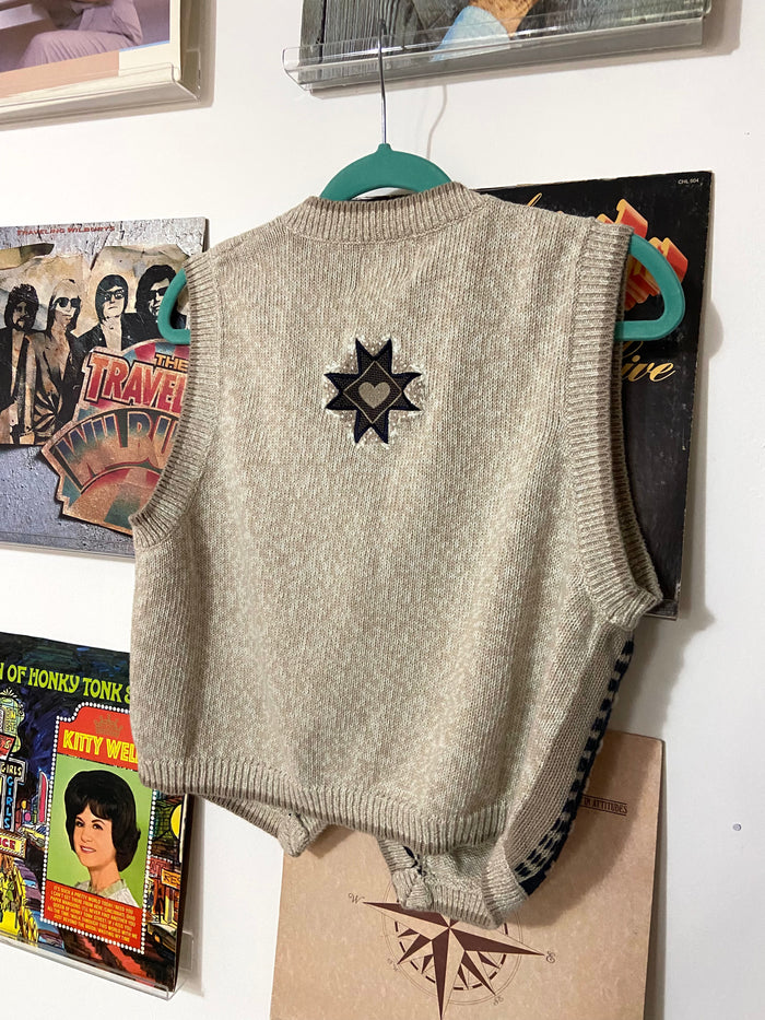 Vintage Christopher + Banks Embroidered Heart Vest, Size Medium - Deer Creek Mercantile