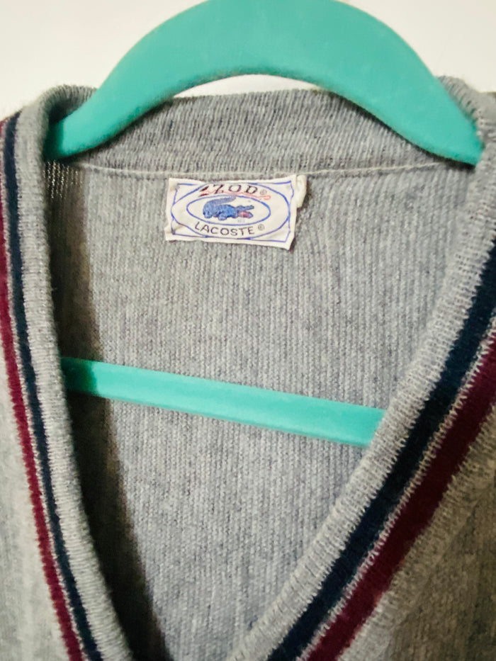 Vintage Izod Lacoste Sweater 1980s, Size Large, Gray - Deer Creek Mercantile