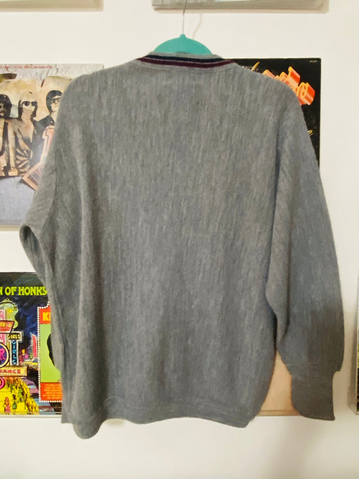 Vintage Izod Lacoste Sweater 1980s, Size Large, Gray - Deer Creek Mercantile