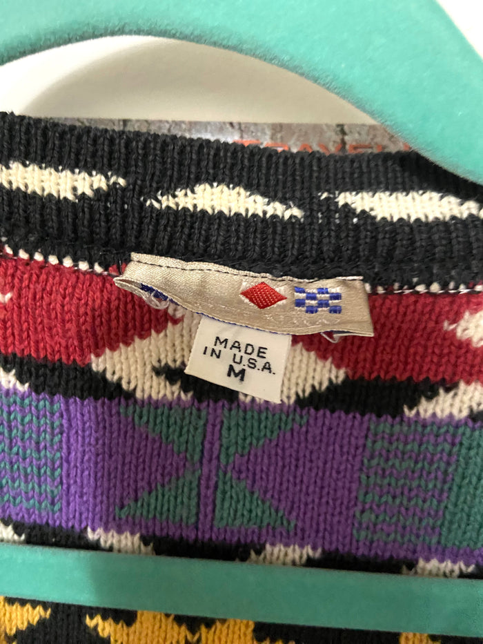 Vintage 1990s French Navy Southwestern Women's Vest, Size Medium - Deer Creek Mercantile
