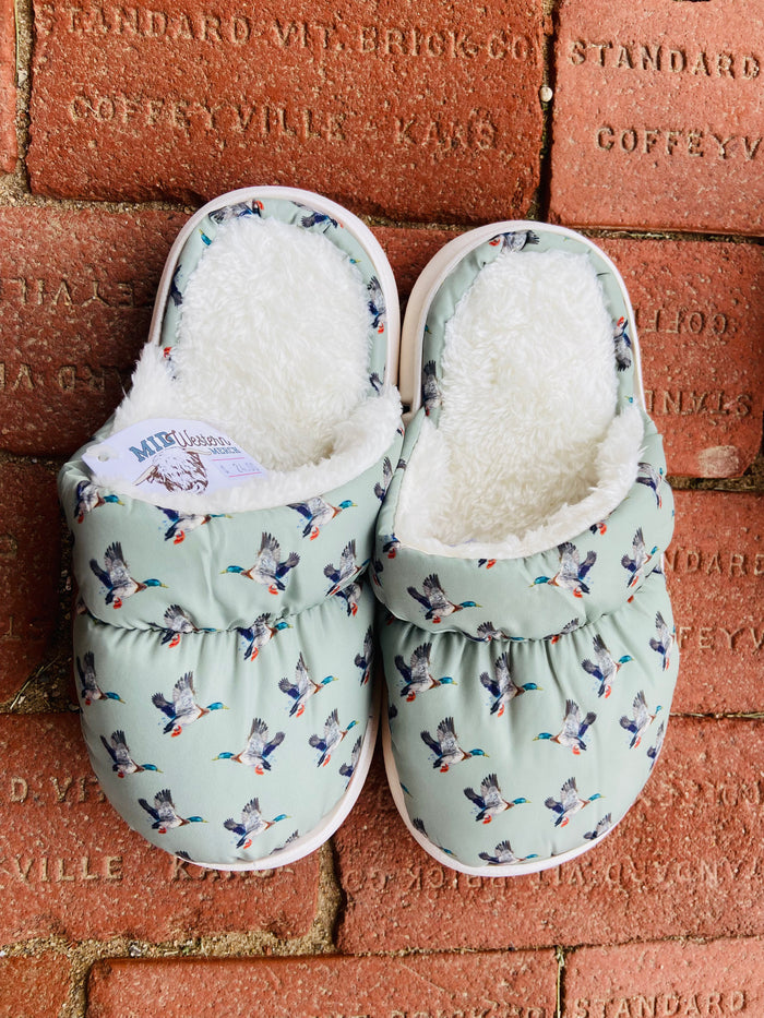 Western Slippers - Green Duck - Deer Creek Mercantile