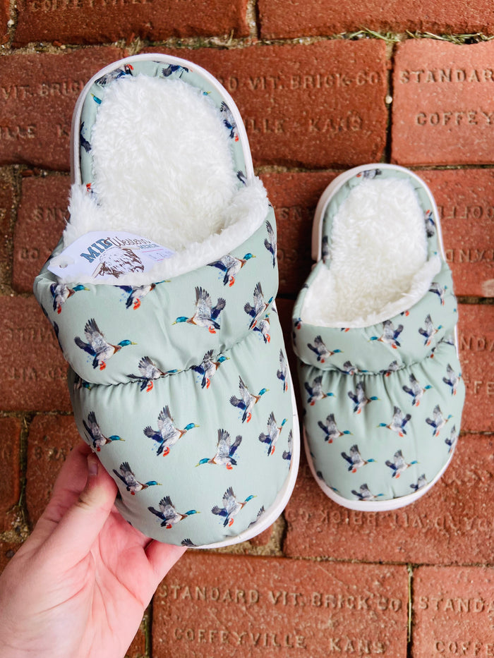 Western Slippers - Green Duck - Deer Creek Mercantile