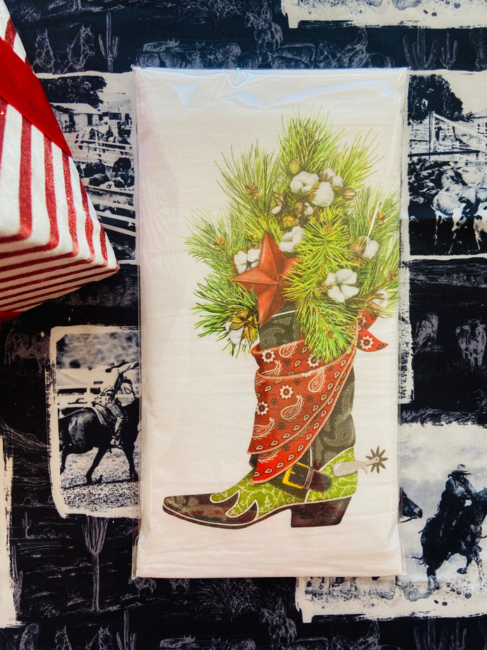 The Christmas Cowboy Boot Dish Towel - Deer Creek Mercantile