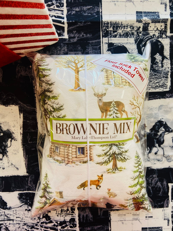 Winter Cabin Brownie Mix With Dish Towel - Deer Creek Mercantile