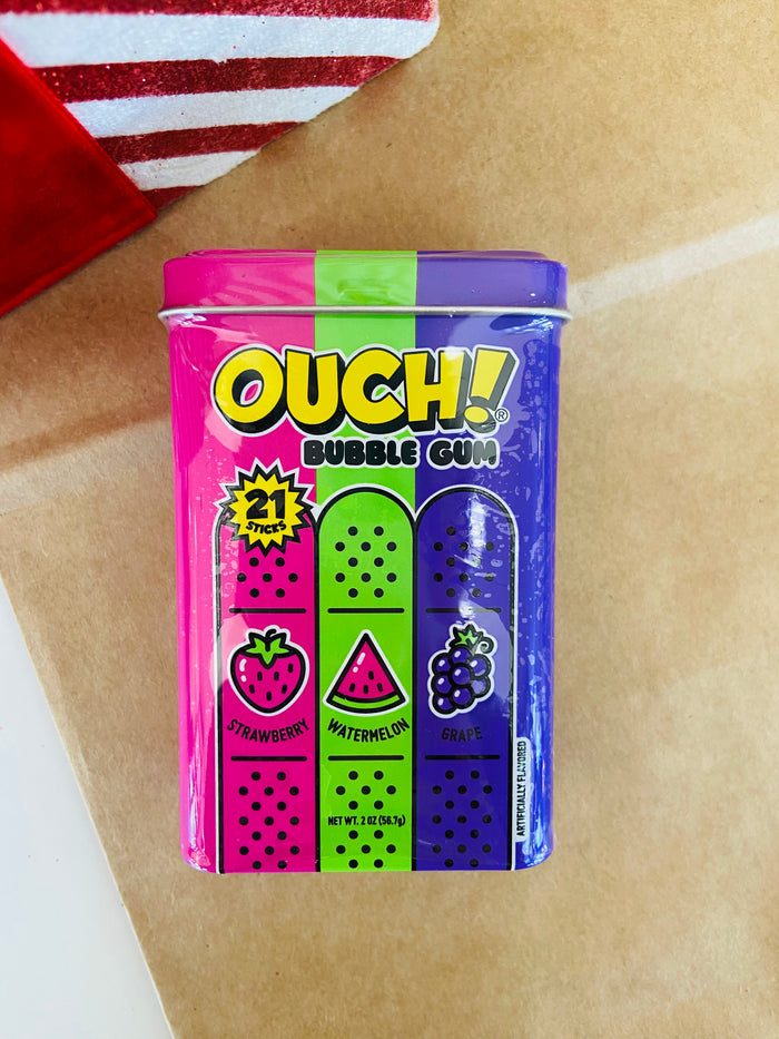 Ouch! Bubble Gum Band-Aids Assorted Flavor Tin