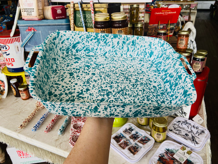 Splatter Enamelware Turquoise Lasagna Pan - Deer Creek Mercantile