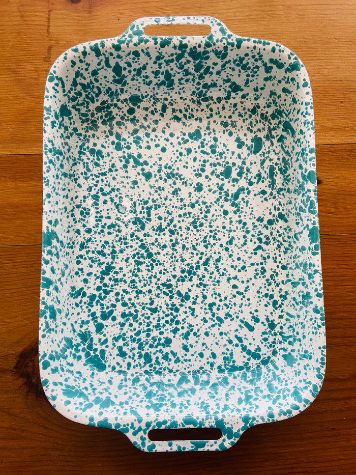 Splatter Enamelware Turquoise Lasagna Pan - Deer Creek Mercantile