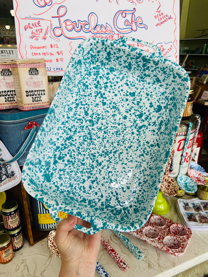 Splatter Enamelware Turquoise Lasagna Pan - Deer Creek Mercantile
