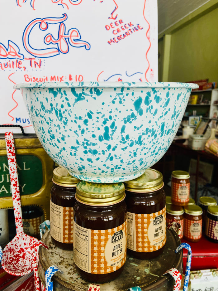 Splatter Enamelware Turquoise Large Salad Bowl - Deer Creek Mercantile