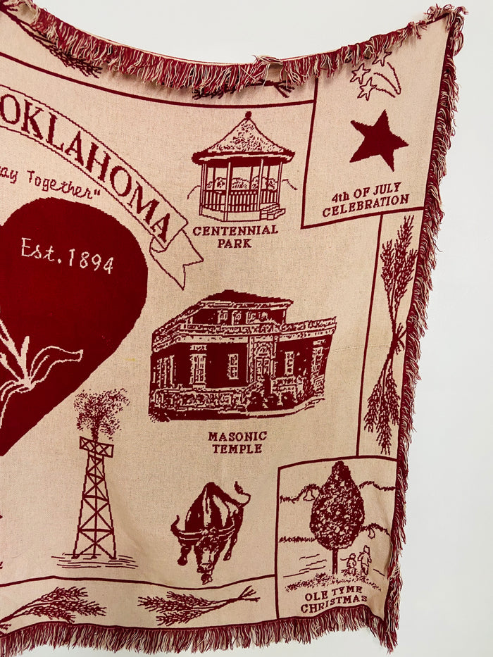Vintage Tonkawa, Oklahoma Tapestry Blanket - Deer Creek Mercantile