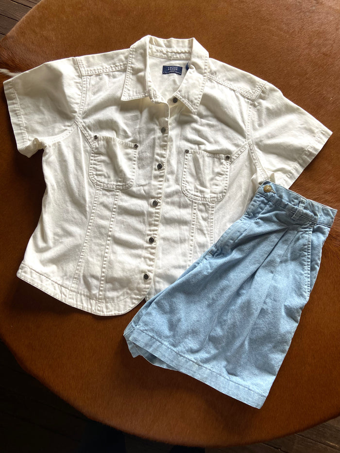 Vintage Crazy Horse Liz Claiborne White Denim Shirt - Deer Creek Mercantile