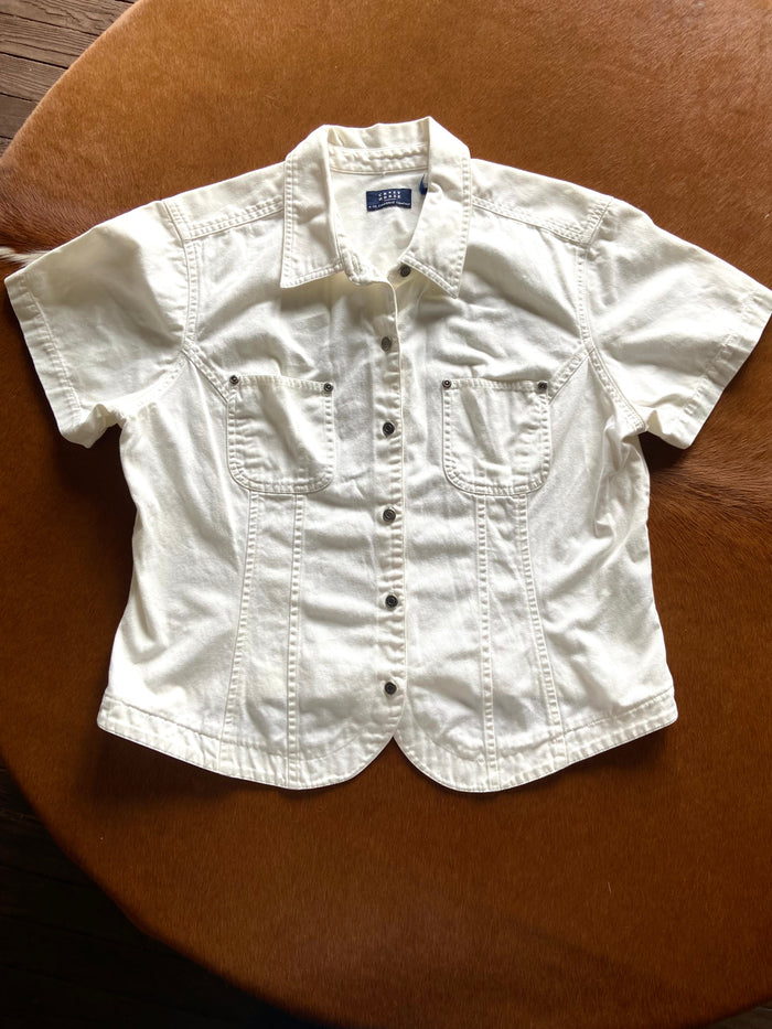 Vintage Crazy Horse Liz Claiborne White Denim Shirt - Deer Creek Mercantile