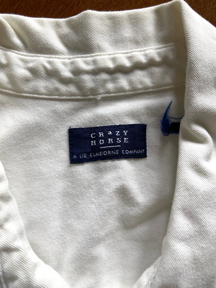 Vintage Crazy Horse Liz Claiborne White Denim Shirt - Deer Creek Mercantile