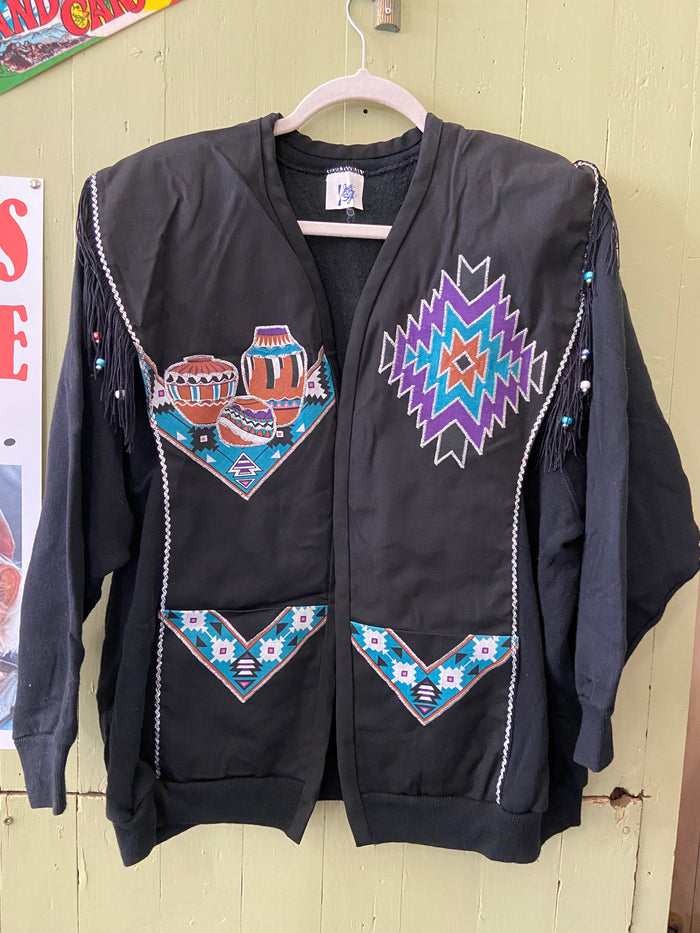 Vintage Southwest Western Jacket With Embroidery + Fringe Just My Size *Size Large - Deer Creek Mercantile