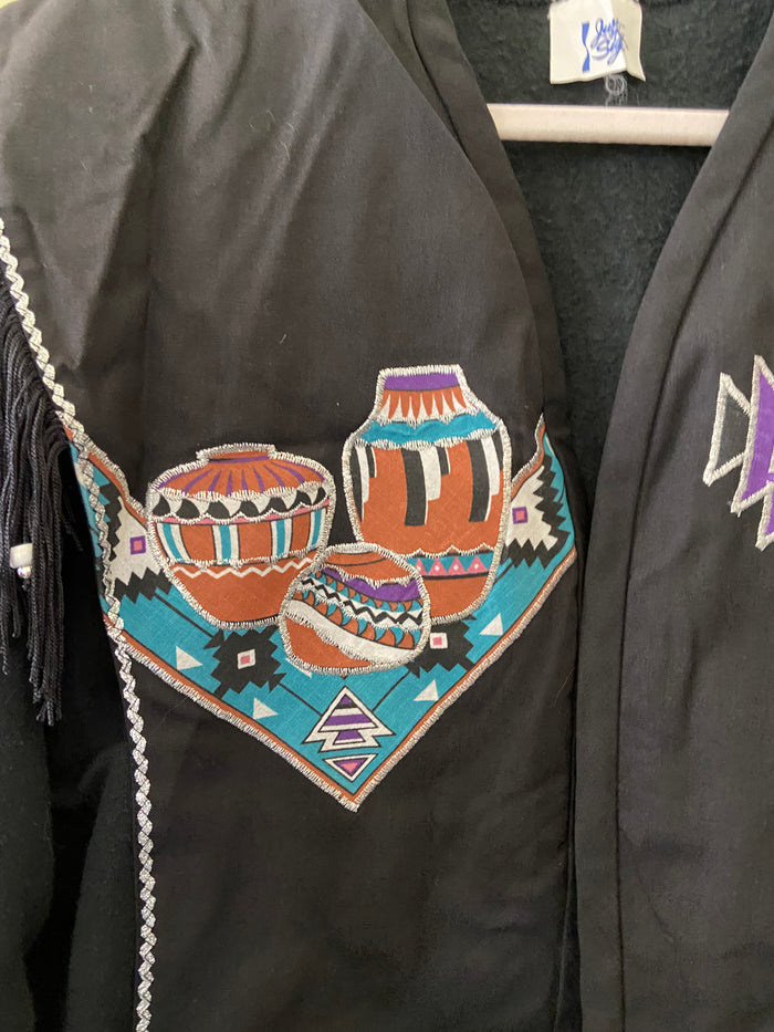 Vintage Southwest Western Jacket With Embroidery + Fringe Just My Size *Size Large - Deer Creek Mercantile