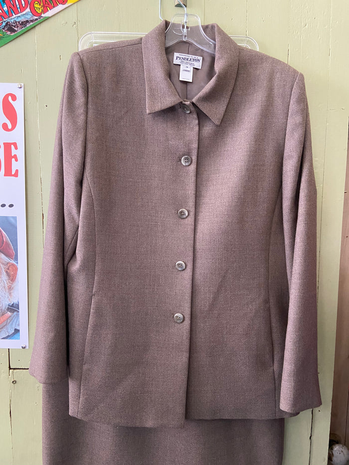 Vintage Pendleton Suit Set Women's Tan Skirt/Blazer (imperfections) - Deer Creek Mercantile