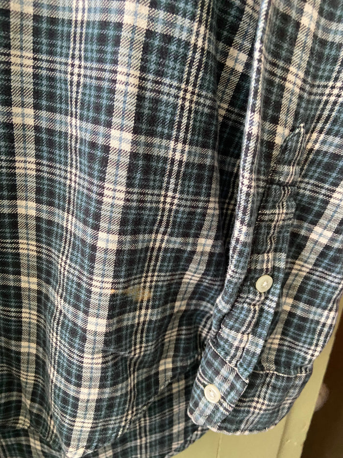 Vintage Ralph Lauren Big Shirt Blue Plaid Button Down Top Size Medium - Deer Creek Mercantile