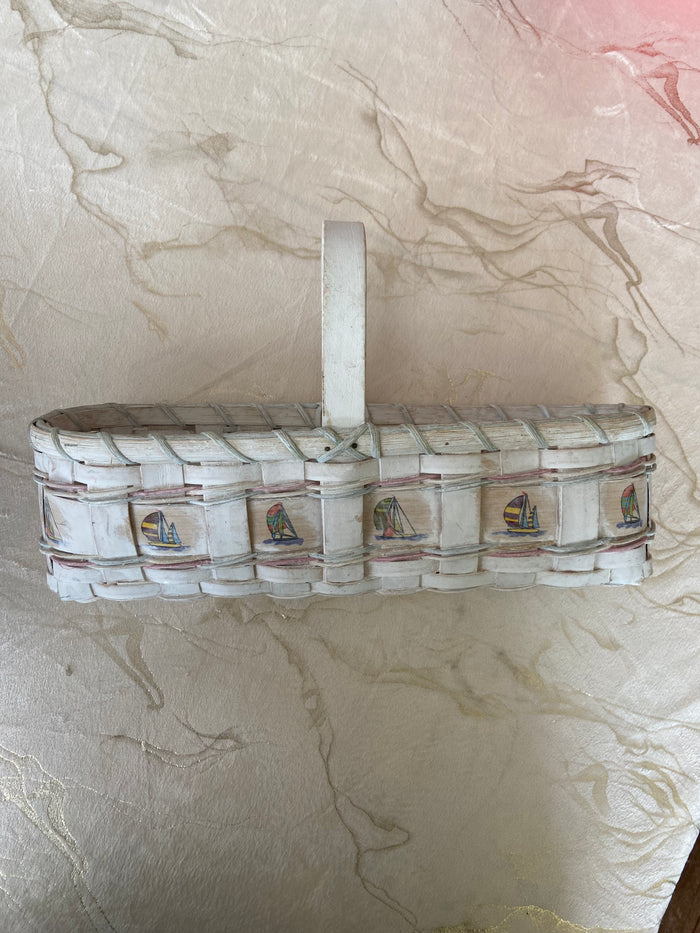 Vintage Sailboat Basket With Handle - Deer Creek Mercantile
