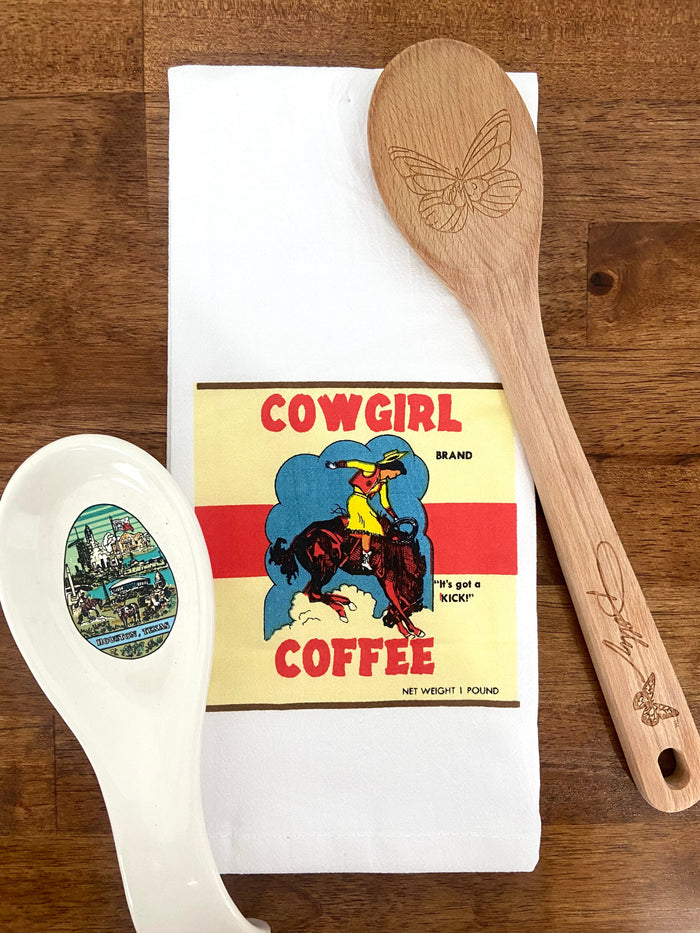 Retro Dish Towel - Cowgirl Coffee - Deer Creek Mercantile