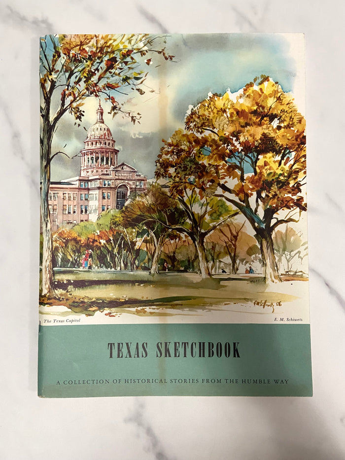 Vintage Texas Sketchbook, Humble Oil Refining Co. Art Book, 1958, E.M. Schiwetz - Deer Creek Mercantile