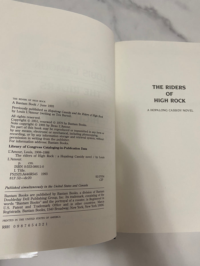 Vintage Louis L'Amour Hoppalong Cassidy Riders Of High Rock Hardback Book, 1993 - Deer Creek Mercantile
