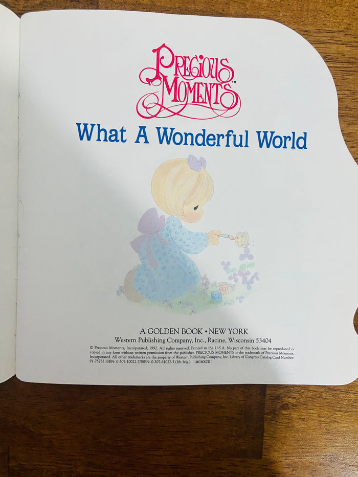 Vintage 1992 A Golden Super Shape Book, Precious Moments, What A Wonderful World - Deer Creek Mercantile