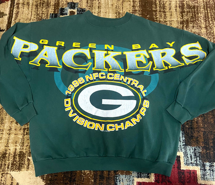 Vintage Green Bay Packers 1996 Football NFL 90s NFC Central Division Champs Crewneck Sweatshirt Size Large - Deer Creek Mercantile