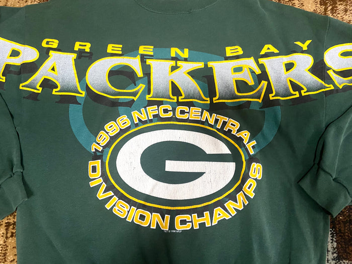 Vintage Green Bay Packers 1996 Football NFL 90s NFC Central Division Champs Crewneck Sweatshirt Size Large - Deer Creek Mercantile