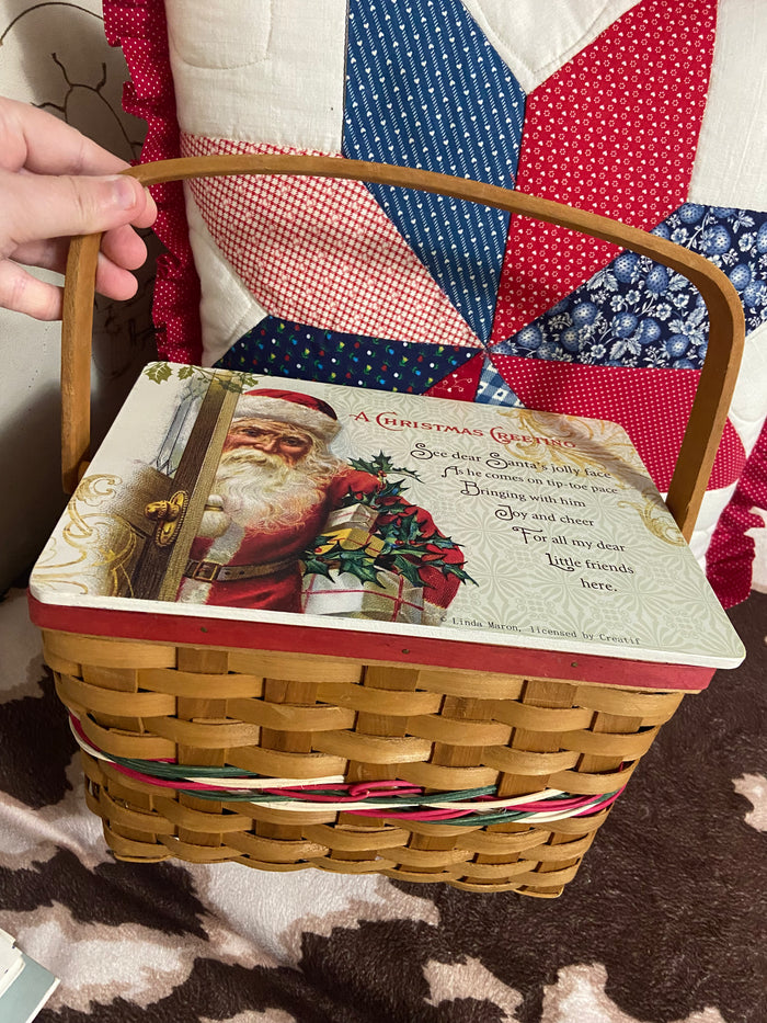 Vintage Christmas Santa Claus Basket - Deer Creek Mercantile