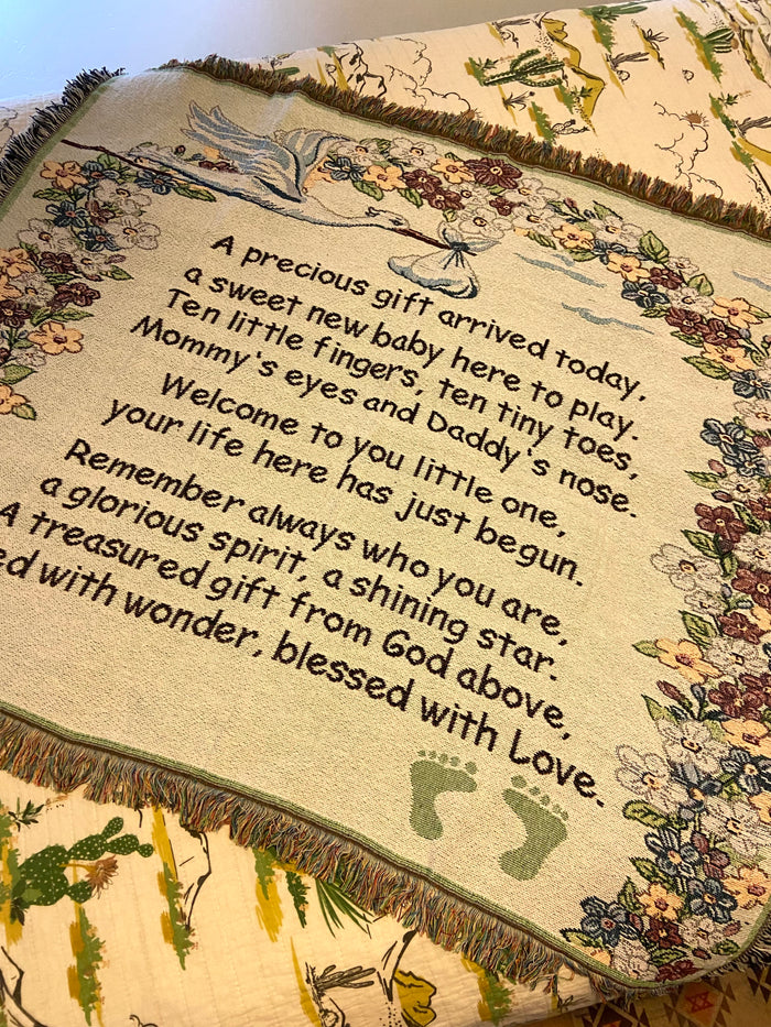Vintage Precious Gift Tapestry Newborn Baby Blanket - Deer Creek Mercantile