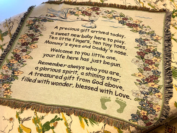 Vintage Precious Gift Tapestry Newborn Baby Blanket - Deer Creek Mercantile