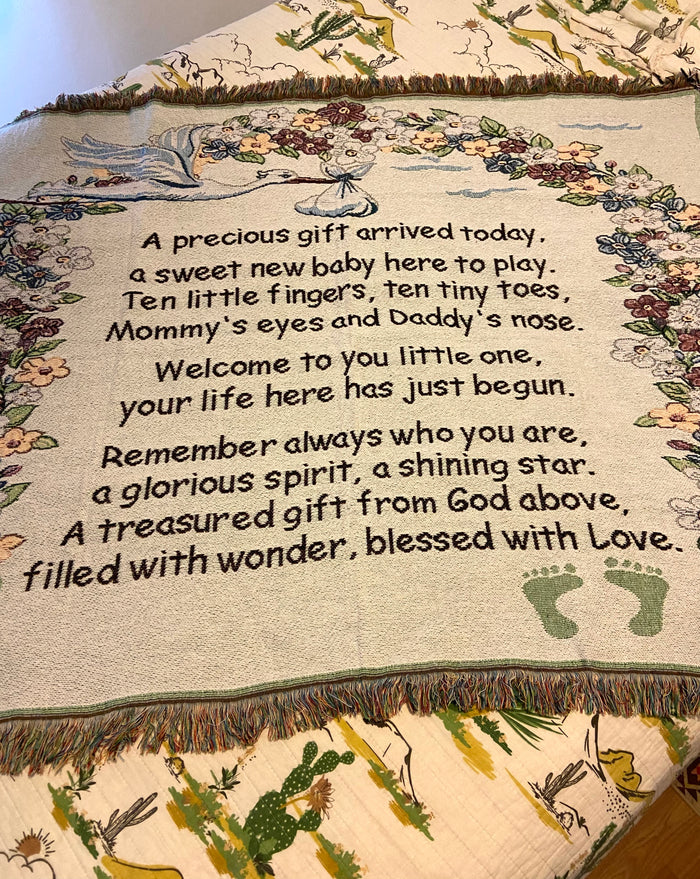Vintage Precious Gift Tapestry Newborn Baby Blanket - Deer Creek Mercantile