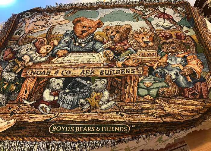 Vintage Boyds Bears Noahs Ark Tapestry Blanket, 1997 - Deer Creek Mercantile