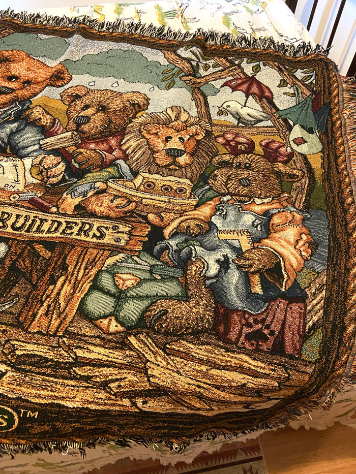 Vintage Boyds Bears Noahs Ark Tapestry Blanket, 1997 - Deer Creek Mercantile