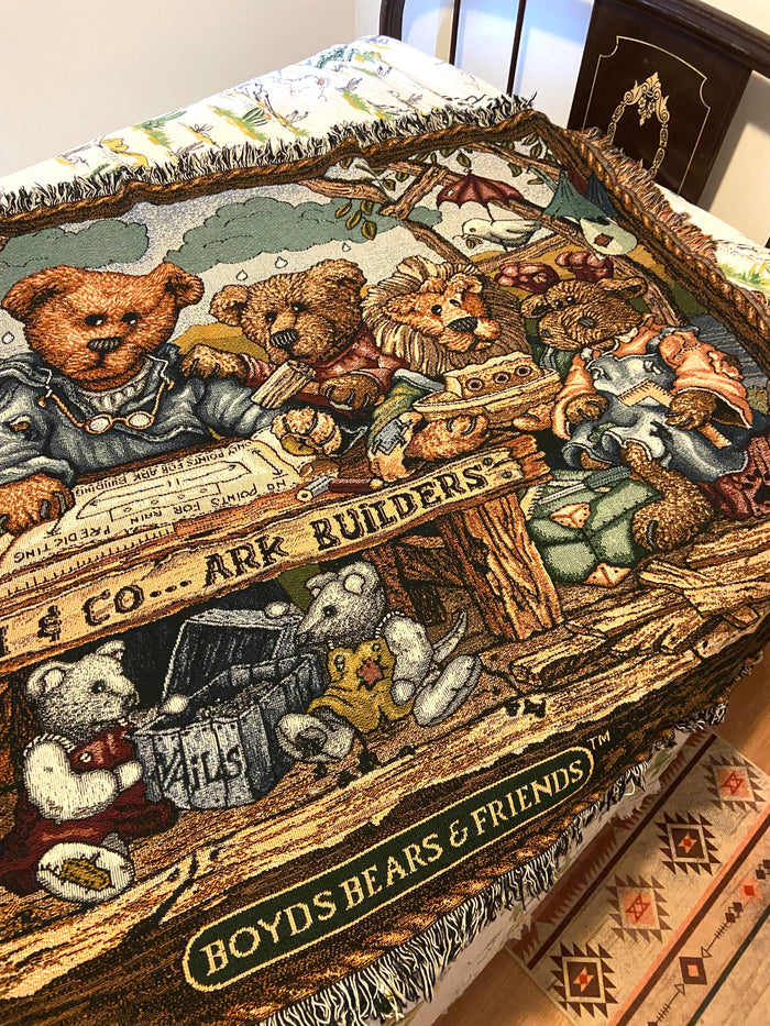 Vintage Boyds Bears Noahs Ark Tapestry Blanket, 1997 - Deer Creek Mercantile