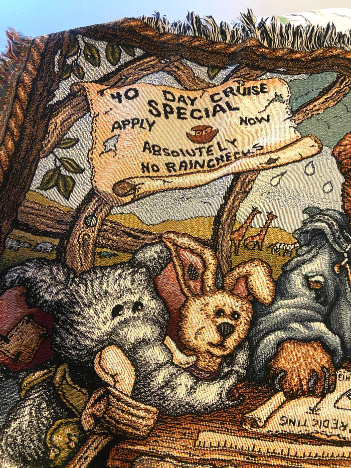 Vintage Boyds Bears Noahs Ark Tapestry Blanket, 1997 - Deer Creek Mercantile
