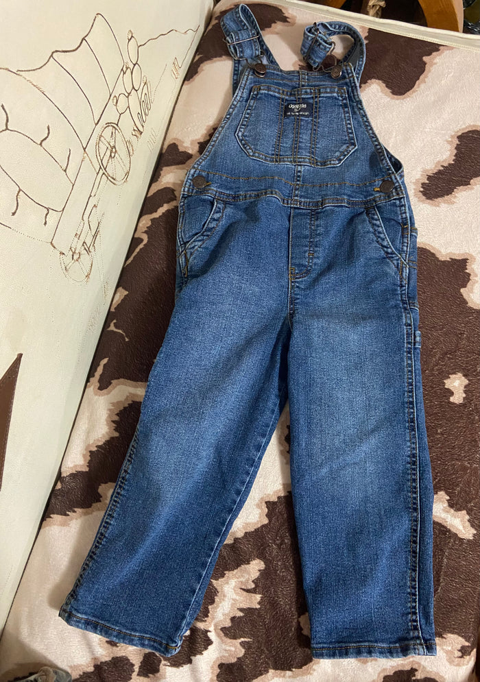 Pre-Loved OshKosh Denim Blue Jean Overalls, Size 4T - Deer Creek Mercantile