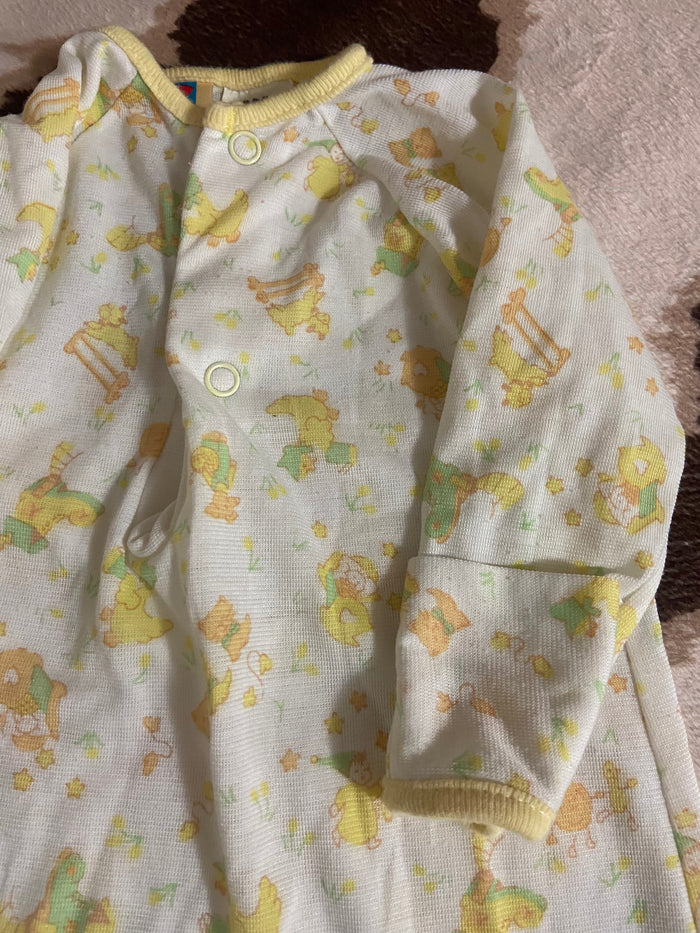 Vintage Carter's Baby Gown, Yellow Chicks, Nursery Rhymes, Layette Size - Deer Creek Mercantile