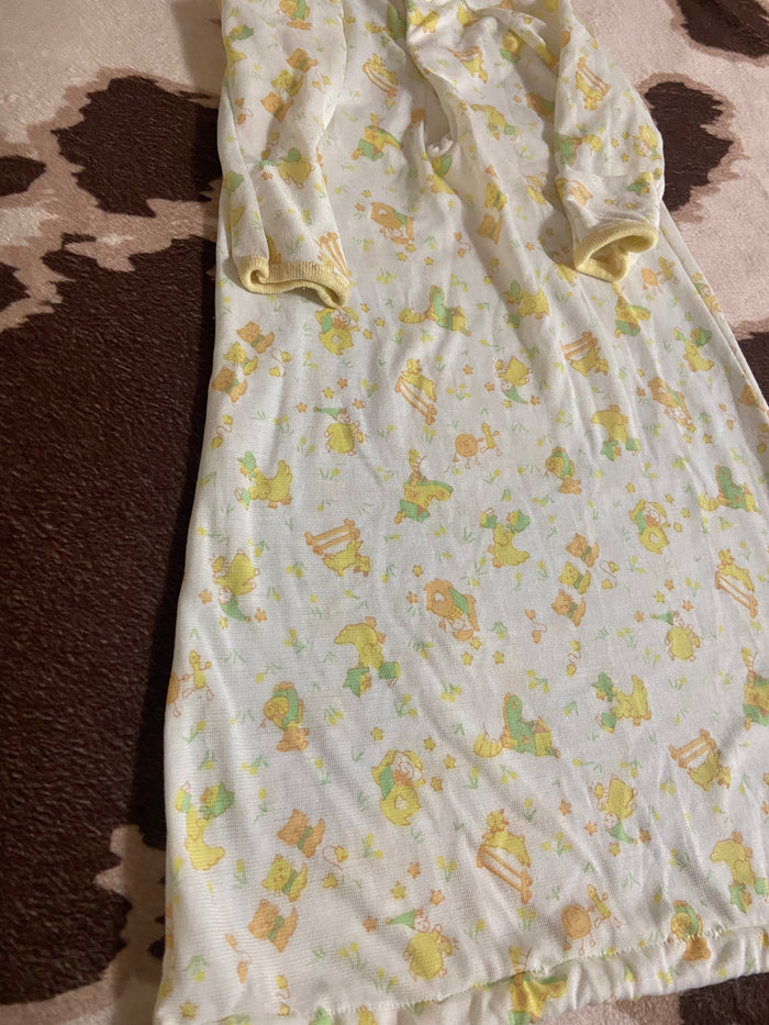 Vintage Carter's Baby Gown, Yellow Chicks, Nursery Rhymes, Layette Size - Deer Creek Mercantile