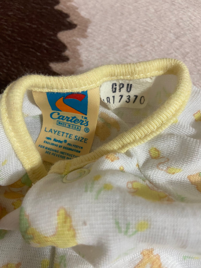 Vintage Carter's Baby Gown, Yellow Chicks, Nursery Rhymes, Layette Size - Deer Creek Mercantile