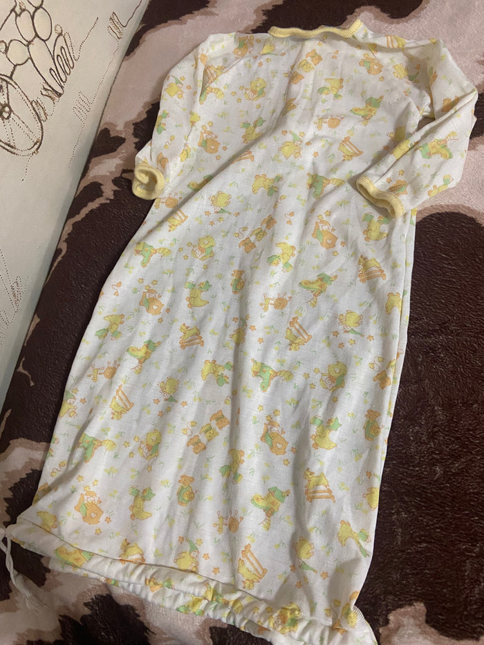 Vintage Carter's Baby Gown, Yellow Chicks, Nursery Rhymes, Layette Size - Deer Creek Mercantile