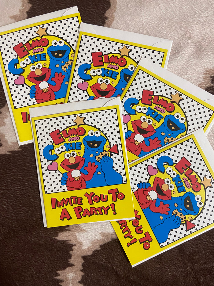 Vintage Sesame Street Elmo & Cookie Monster Party Invitations 1990s - Deer Creek Mercantile
