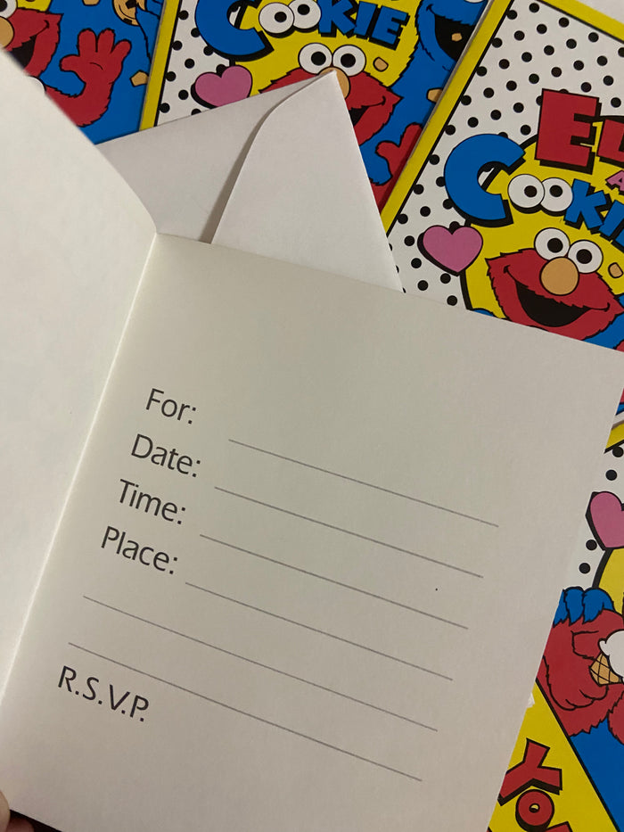 Vintage Sesame Street Elmo & Cookie Monster Party Invitations 1990s - Deer Creek Mercantile