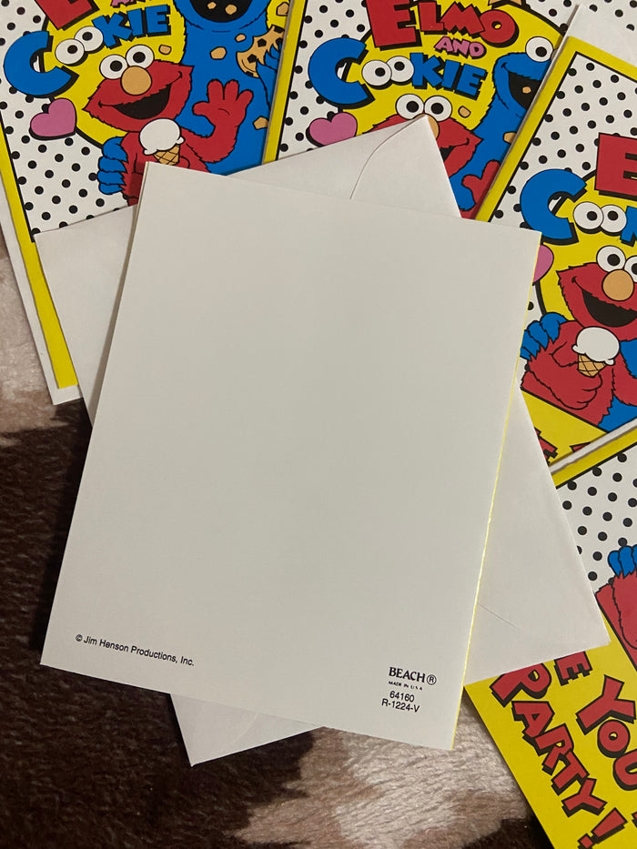 Vintage Sesame Street Elmo & Cookie Monster Party Invitations 1990s - Deer Creek Mercantile