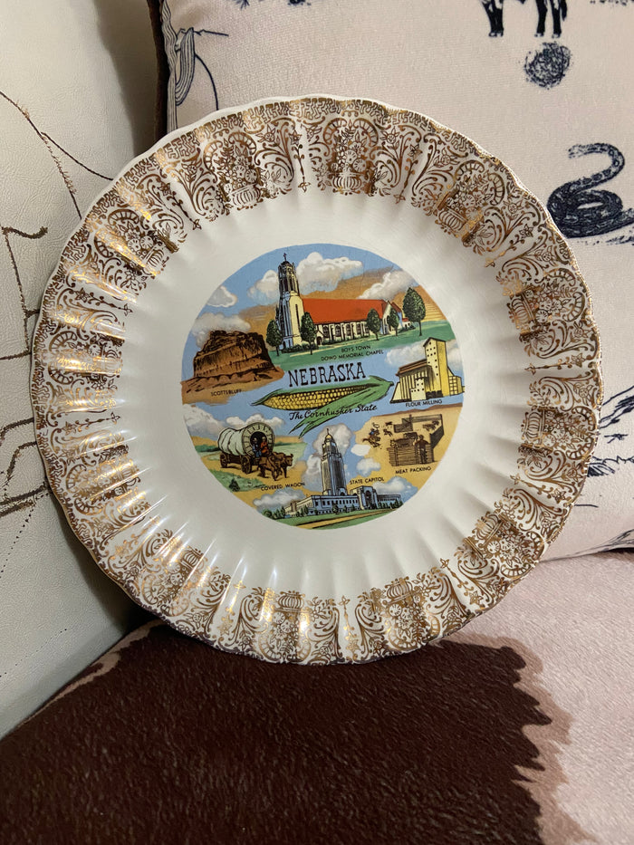 Vintage Nebraska Souvenir Plate 10" - Deer Creek Mercantile